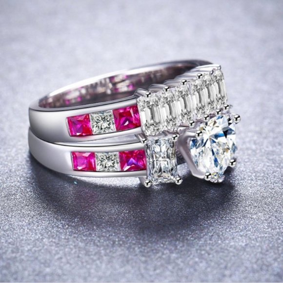 💥925 Silver Plated Beautiful Heart Shaped CZ Women Ring, MLNN1016 - Picture 4 of 5